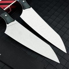 MT Kitchen Fixed Blade Knife 7.48" 9cR13 Blade, T6 Aluminum +G10 Handles - 3000B