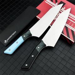 MT Kitchen Fixed Blade Knife 7.48" 9cR13 Blade, T6 Aluminum +G10 Handles - 3000B