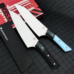 MT Kitchen Fixed Blade Knife 7.48" 9cR13 Blade, T6 Aluminum +G10 Handles - 3000B