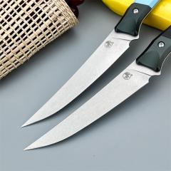 MT Kitchen Fixed Blade Knife 6.14" 9cR13 Blade, T6 Aluminum +G10 Handles - 3100B