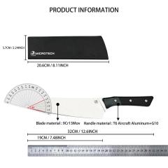 MT Kitchen Fixed Blade Knife 7.48" 9cR13 Blade, T6 Aluminum +G10 Handles - 3000B