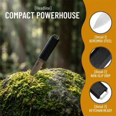 CRKT 2425 TJ Scribe Pocket Fixed Blade Knife 1.57" Stonewashed Drop Point, Nylon Handles