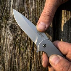 Kershaw 3655BW Folding Knife 3.35" Working Finish 8Cr13mov Drop Point Blade, Aluminum Handles