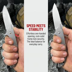 Kershaw 3655BW Folding Knife 3.35" Working Finish 8Cr13mov Drop Point Blade, Aluminum Handles