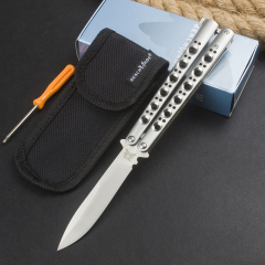 BM Balisong Butterfly Folding Knife 3.74" 440C Plain Blade, Stainless steel Handles - BM42 BM43 BM47