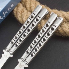 BM Balisong Butterfly Folding Knife 3.74" 440C Plain Blade, Stainless steel Handles - BM42 BM43 BM47