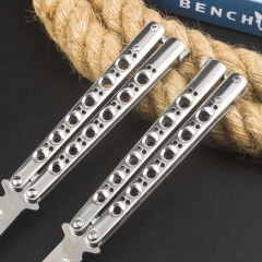 BM Balisong Butterfly Folding Knife 3.74" 440C Mirror Plain Blade, Stainless steel Handles - BM42 BM43 BM47