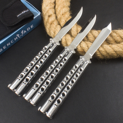 BM Balisong Butterfly Folding Knife 3.74" 440C Mirror Plain Blade, Stainless steel Handles - BM42 BM43 BM47