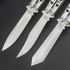 BM Balisong Butterfly Folding Knife 3.74" 440C Plain Blade, Stainless steel Handles - BM42 BM43 BM47