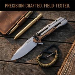 Kershaw 2039 KVT Flipper Knife 2.91" D2 Stonewashed Blade, 420 Stainless Steel Handles , Frame Lock