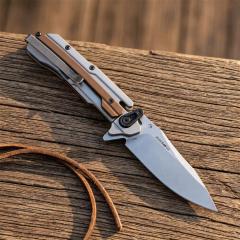 Kershaw 2039 KVT Flipper Knife 2.91" D2 Stonewashed Blade, 420 Stainless Steel Handles , Frame Lock