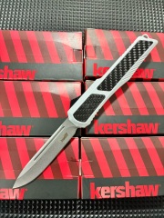 Kershaw Angry Shark OTF AUTO Knife 3.23" CPM-D2 Stonewashed Point Blade, Carbon Fiber+Alloy Handles