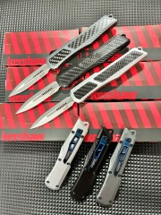 Kershaw Angry Shark OTF AUTO Knife 3.23" CPM-D2 Stonewashed Point Blade, Carbon Fiber+Alloy Handles