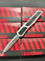 Kershaw Angry Shark OTF AUTO Knife 3.23" CPM-D2 Stonewashed Point Blade, Carbon Fiber+Alloy Handles