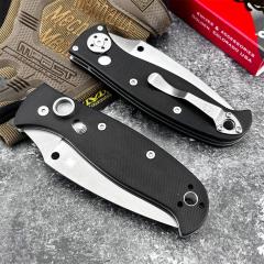 Spy Autonomy 2 AUTO Folding Knife 3.46'' D2 Satin Plain Blade, Black G10 Handles - C165GP2