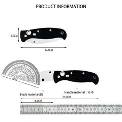 Spy Autonomy 2 AUTO Folding Knife 3.46'' D2 Satin Plain Blade, Black G10 Handles - C165GP2