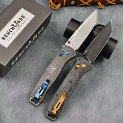 BM Bailout AXIS Folding Knife 3.34" S90V Tanto Plain Blade, Carbon Fiber Handles - 537GY-1