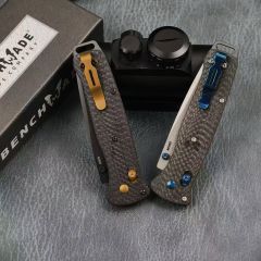 BM Bailout AXIS Folding Knife 3.34" S90V Tanto Plain Blade, Carbon Fiber Handles - 537GY-1
