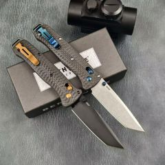 BM Bailout AXIS Folding Knife 3.34" S90V Tanto Plain Blade, Carbon Fiber Handles - 537GY-1