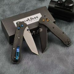 BM Bailout AXIS Folding Knife 3.34" S90V Tanto Plain Blade, Carbon Fiber Handles - 537GY-1