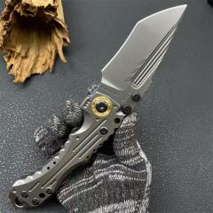 Miller Bros.BIsdes T1 Folding Blade Knife 4.13" VG-10 Combo Tanto Blade, TC4 Handles