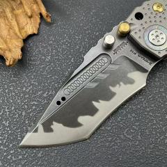 Miller Bros.BIsdes T1 Folding Blade Knife 3.54" Z-Wear Tanto Blade, TC4 Handles
