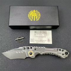 Miller Bros.BIsdes T1 Folding Blade Knife 4.13" VG-10 Combo Tanto Blade, TC4 Handles