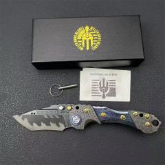 Miller Bros.BIsdes T1 Folding Blade Knife 3.54" Z-Wear Tanto Blade, TC4 Handles