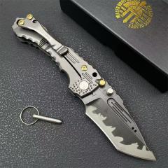 Miller Bros.BIsdes T1 Folding Blade Knife 3.54" Z-Wear Tanto Blade, TC4 Handles