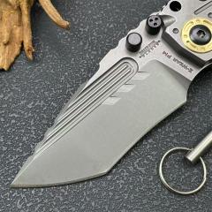 Miller Bros.BIsdes T1 Folding Blade Knife 4.13" VG-10 Combo Tanto Blade, TC4 Handles