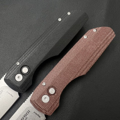 Pro-Tech AUTO Folding Knife 3.35" 440 Plain Blade, Linen + Aluminum alloy Handles