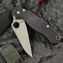 Spy C81 Beak Paramilitary 2 Folding Knife 3.15" CPM-S30V Satin Plain Blade, G10 Handles - C81GP2