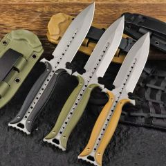 Todd Begg Knives Fixed Blade Knife 4.61" 7Cr13 Double Edge Dagger, Nylon Fiber Handles