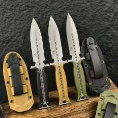 Todd Begg Knives Fixed Blade Knife 4.61" 7Cr13 Double Edge Dagger, Nylon Fiber Handles