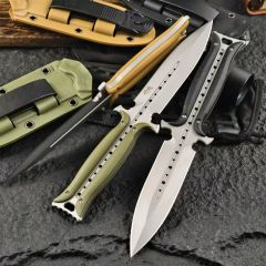 Todd Begg Knives Fixed Blade Knife 4.61" 7Cr13 Double Edge Dagger, Nylon Fiber Handles