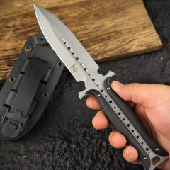 Todd Begg Knives Fixed Blade Knife 4.61" 7Cr13 Double Edge Dagger, Nylon Fiber Handles