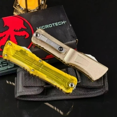 MT Yellow Combat Troodon OTF AUTO Knife 3.62" D2 Plain Blade, Ultem+Aluminum Alloy Handles