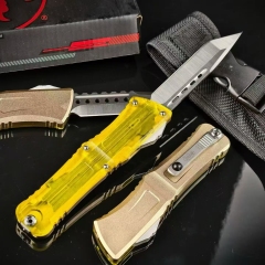 MT Yellow Combat Troodon OTF AUTO Knife 3.62" D2 Plain Blade, Ultem+Aluminum Alloy Handles