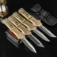 MT Yellow Combat Troodon OTF AUTO Knife 3.62" D2 Plain Blade, Ultem+Aluminum Alloy Handles