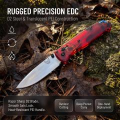 BM 535-1 Bugout AXIS Folding Knife 3.15" D2 Satin Plain Blade, PEI Handles