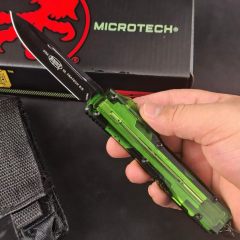 MT Green UTX-70 Ultratech OTF AUTO Knife 3.34" M390 Plain Blade, Acrylic+Aluminum Alloy Handles