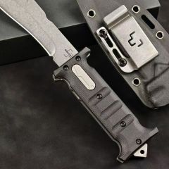 Boker Plus Extension Knife, D2 Stonewashed Variable Length Recurve Blade, TPE Handles, Kydex Sheath