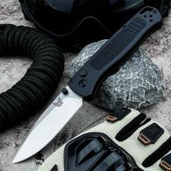BM 535 Auto Folding Knife 3.19" D2 Plain Blade, Machined Aluminum Handles