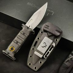 Boker Plus Extension Knife, D2 Stonewashed Variable Length Recurve Blade, TPE Handles, Kydex Sheath