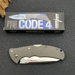 Cold Steel 58PS/58PT Code 4 Spear Point Folding Knife 3.35" S35VN Satin Plain Blade, Aluminum Handles, Lockback