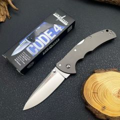 Cold Steel 58PS/58PT Code 4 Spear Point Folding Knife 3.35" S35VN Satin Plain Blade, Aluminum Handles, Lockback