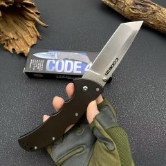 Cold Steel 58PS/58PT Code 4 Spear Point Folding Knife 3.35" S35VN Satin Plain Blade, Aluminum Handles, Lockback