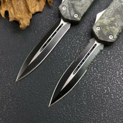 MT Combat Troodon Camo A07 AUTO OTF Knife 3.54" 440 Dagger Blade, Zinc Aluminum Alloy Handles
