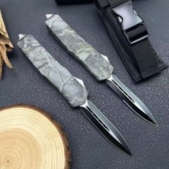 MT Combat Troodon Camo A07 AUTO OTF Knife 3.54" 440 Dagger Blade, Zinc Aluminum Alloy Handles