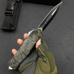 MT Combat Troodon Camo A07 AUTO OTF Knife 3.54" 440 Dagger Blade, Zinc Aluminum Alloy Handles